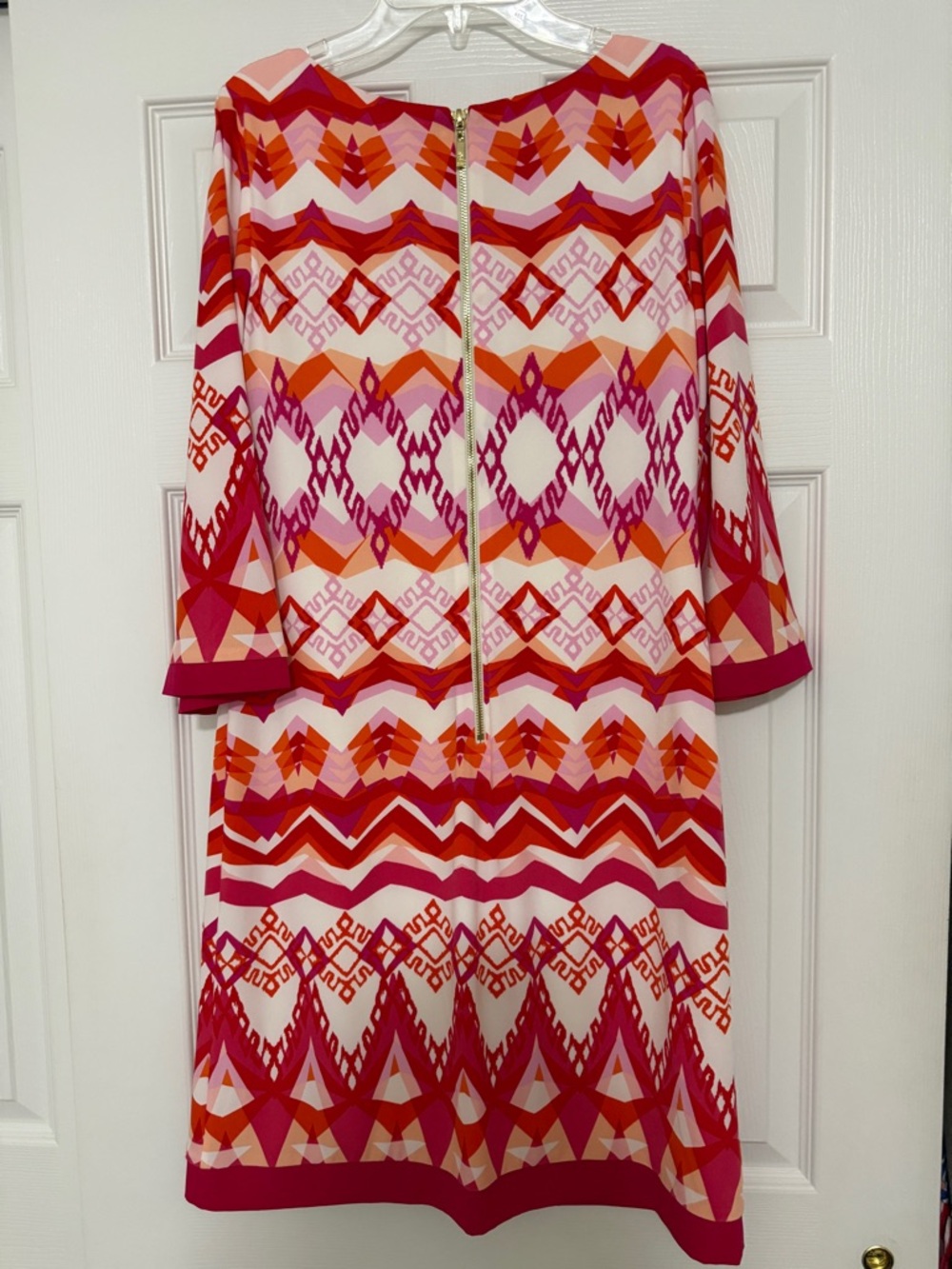 Eliza J Vibrant Geometric Pink & Red Shift Dress - Picture 2 of 5